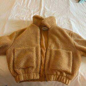Tan Urban Outfitters Teddy Coat in size Medium